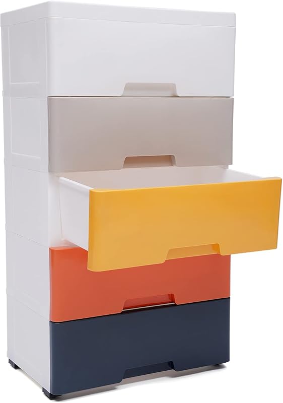 Plastic Drawers Dresser Storage Cabinet 5 Drawer Stackable Vertical Cl