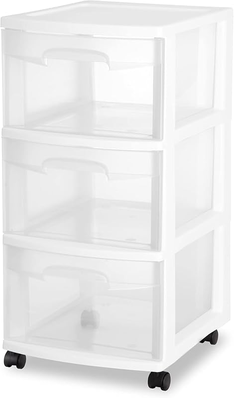 Plastic Storage Drawer Cart, Medium Home Organization Storage Containe