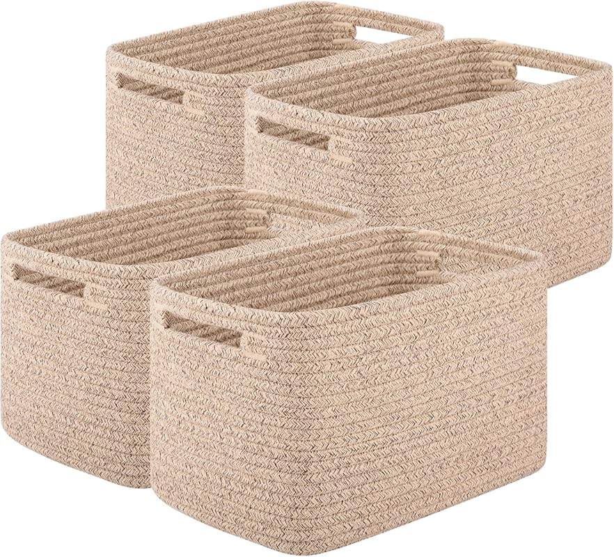 Storage Baskets for Organizing, Woven Decorative Baskets for Shelves -