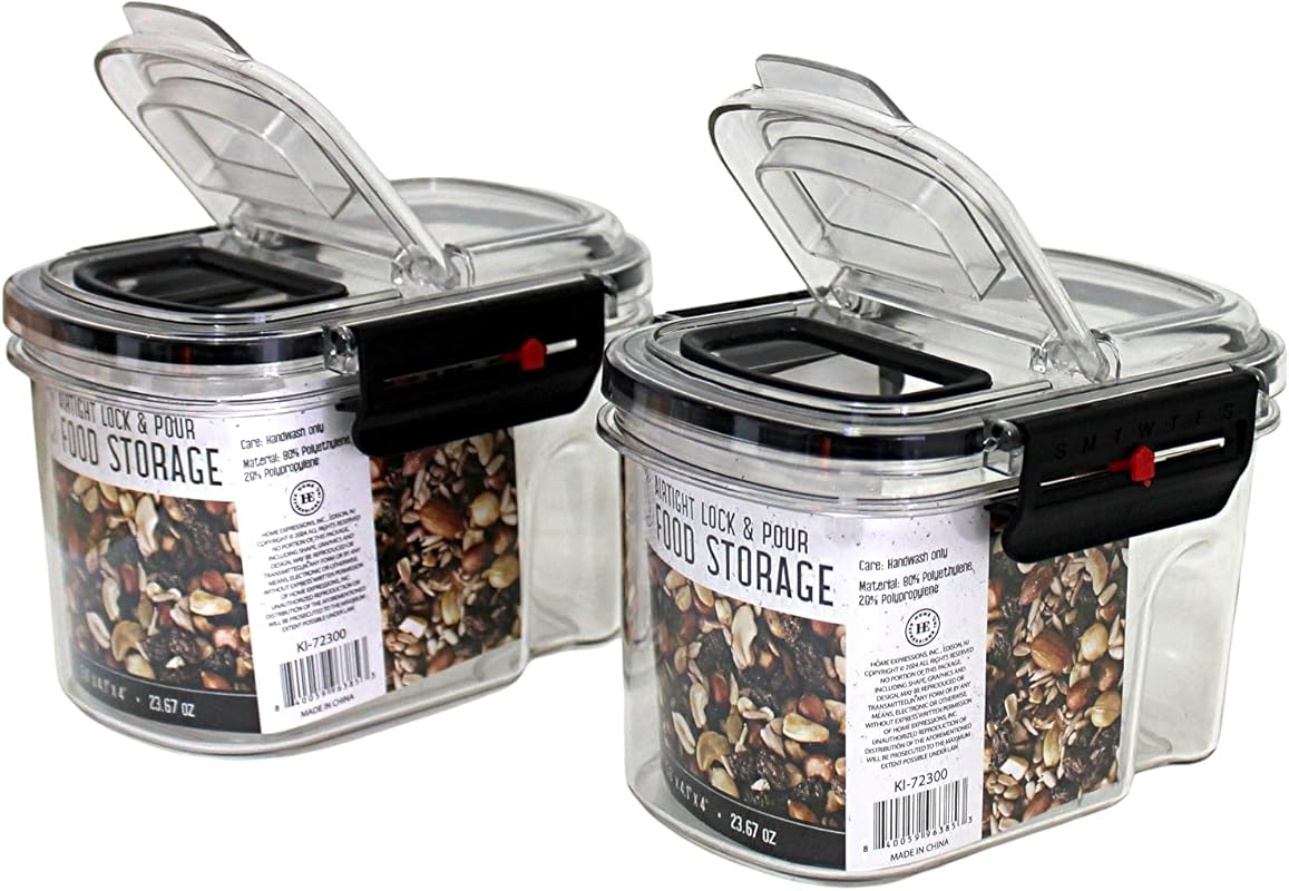 Small Airtight Plastic Containers with Flip Top Lid for Snacks and Dry