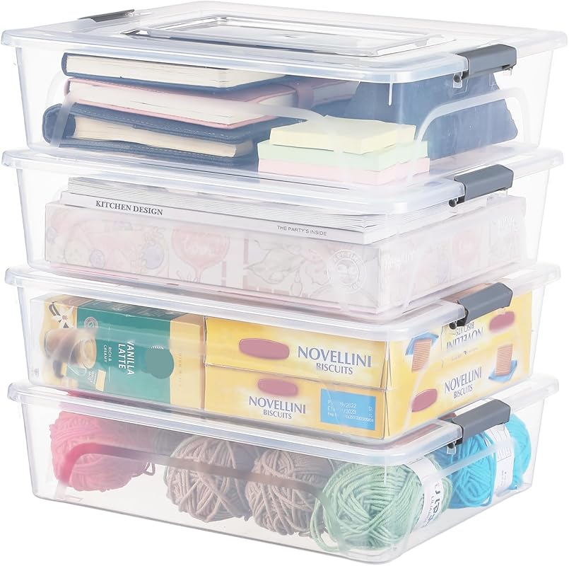 10 Quart Stackable Plastic Storage Bins with Lids for Crafts and Suppl