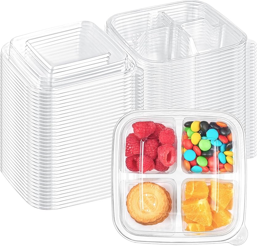 Qeirudu 30 Pack Bento Snack Containers, 4 Compartment Plastic Food Sto