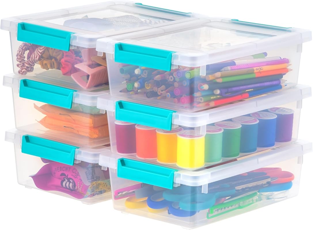 6-Pack 2 Quart Clear Plastic Storage Bins with Lids for Crafts and Sup