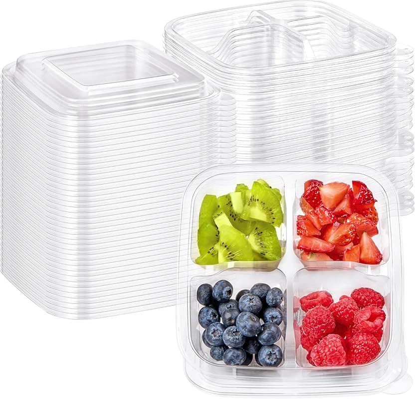 30 Pcs Bento Snack Containers, 4 Compartment Disposable Meal Prep Lunc