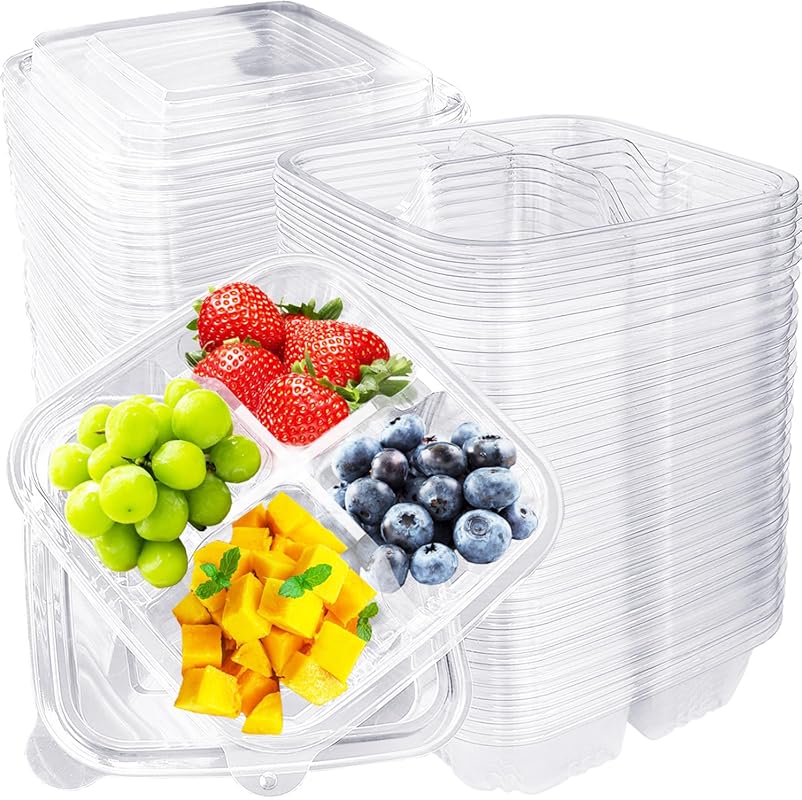 40 Pcs Bento Snack Containers,4-Compartment Meal Prep Lunch Container,