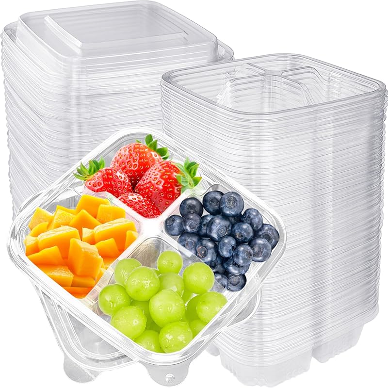 4 compartment plastic food storage container with lid for school and w