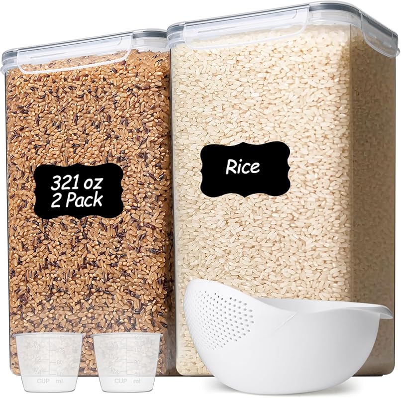 ComSaf Rice Container Set of 2, Large Airtight Food Storage Containers