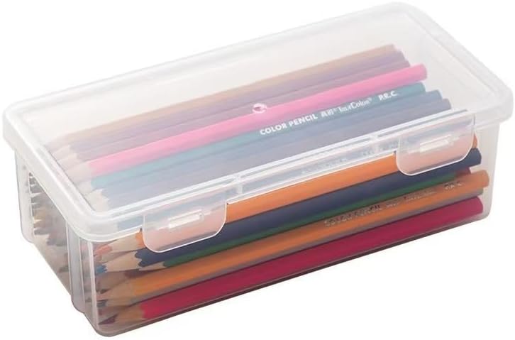 Large clear plastic storage box with hinged lid for jewelry and home s