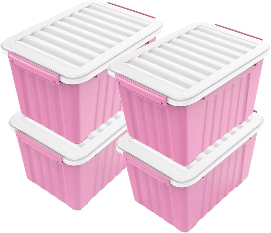 Nazhura Plastic Storage Bin, Stackable and Nestable Storage Boxes with