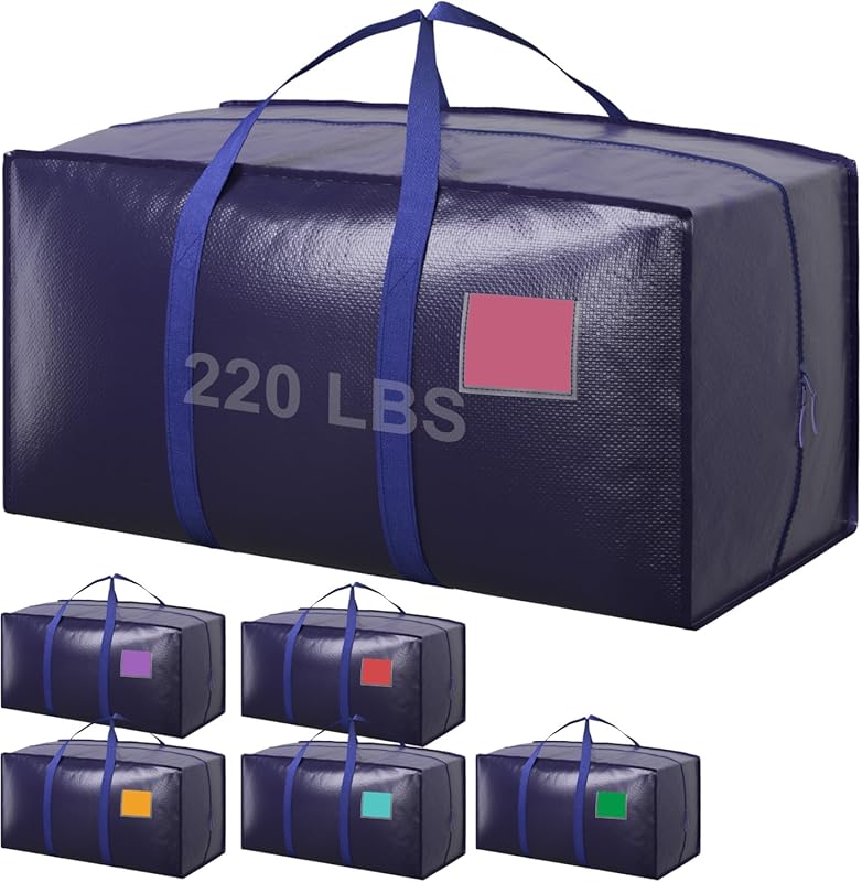 6 Pack Extra Large Heavy Duty Moving Bags with Reinforced Zipper & Wid