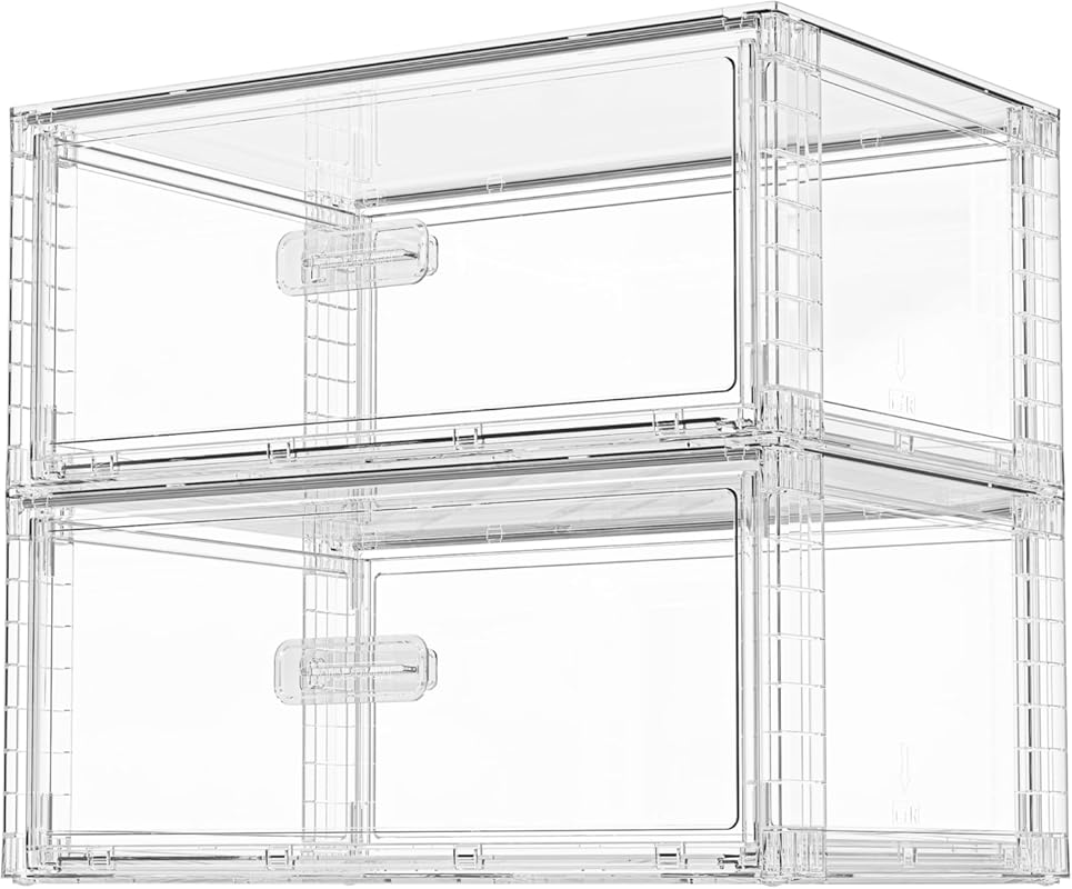 Vtopmart 2 Pack Large Clear Stackable Storage Drawers 27QT, Easily Ass