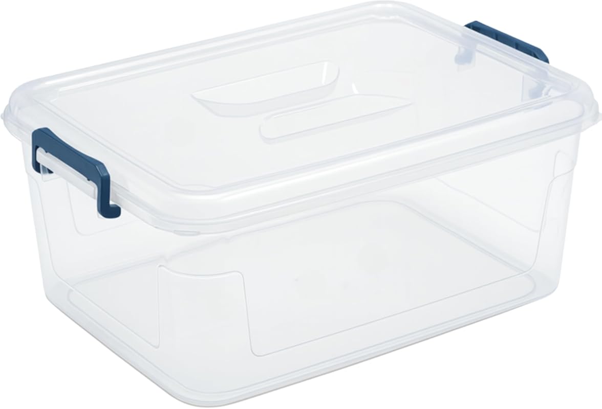 Tribello Plastic Storage Bins with Lids, Clear Stackable Storage Conta