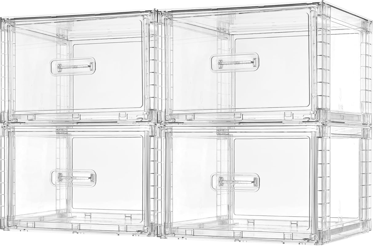 Vtopmart 4 Pack 18QT Clear Stackable Storage Drawers,Easily Assemble C