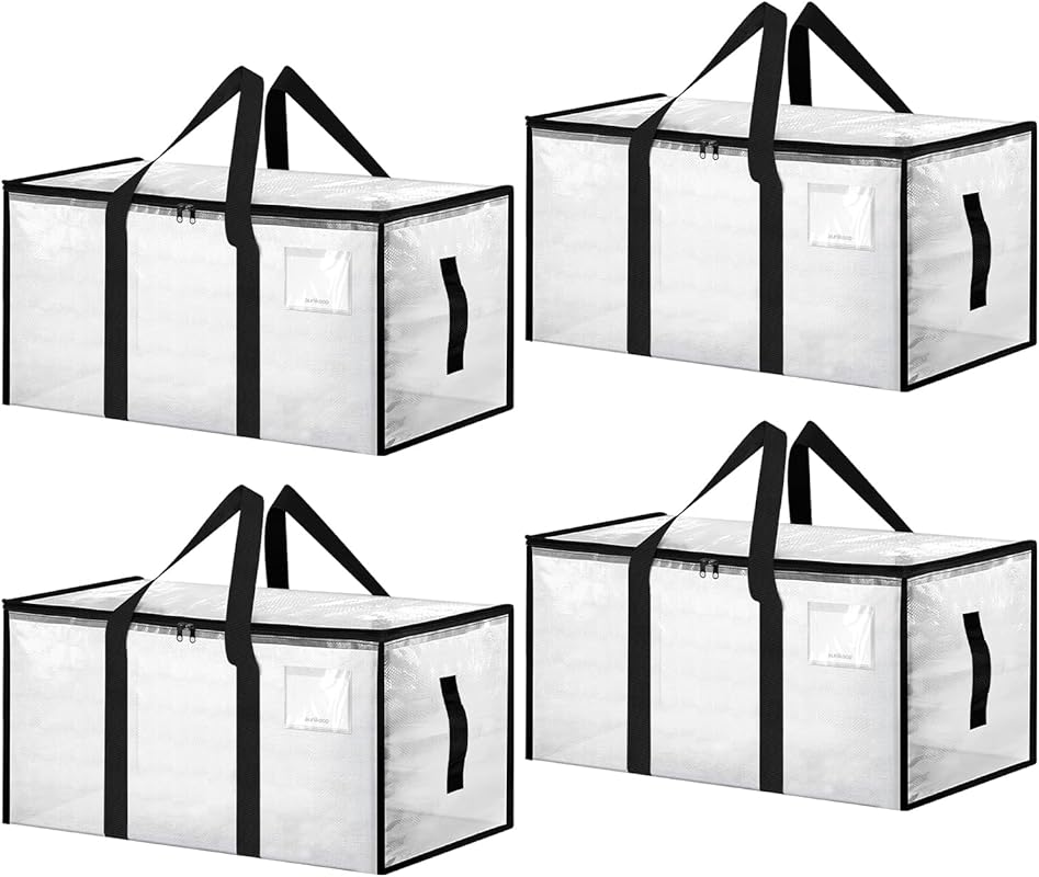 Large Moving Bags 4 Pack Heavy Duty Storage Bags with Reinforced Zippe