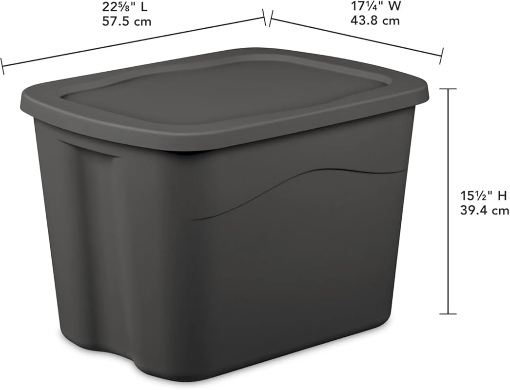 18-Gallon Plastic Storage Bins with Snap-on Lids, Stackable Organizati