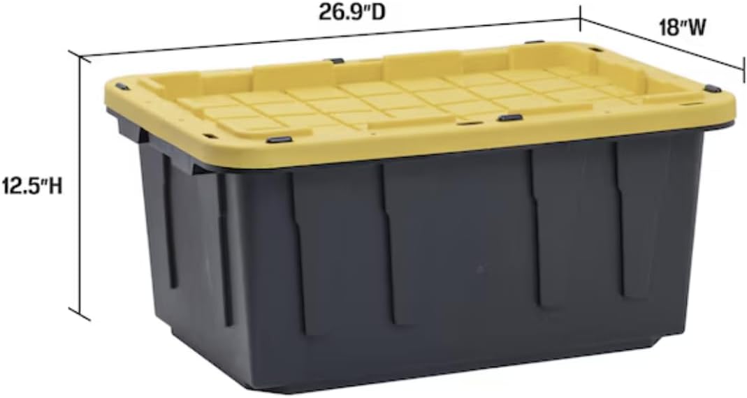 17 Gallon Heavy-Duty Stackable Storage Tote with Snap Lid, Black, Made