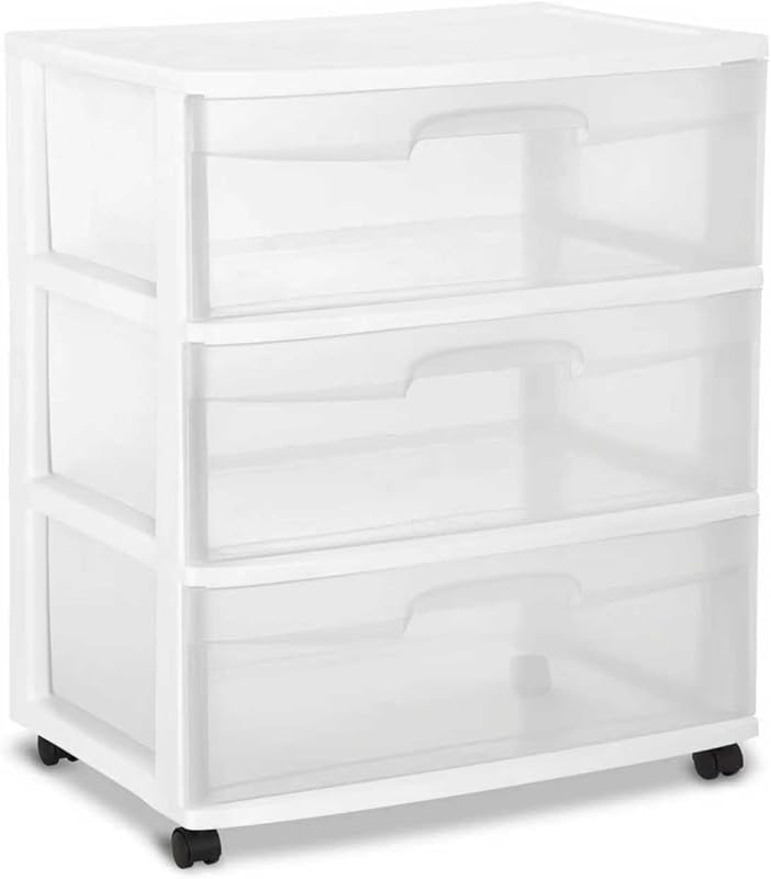White wide 3 drawer storage cart