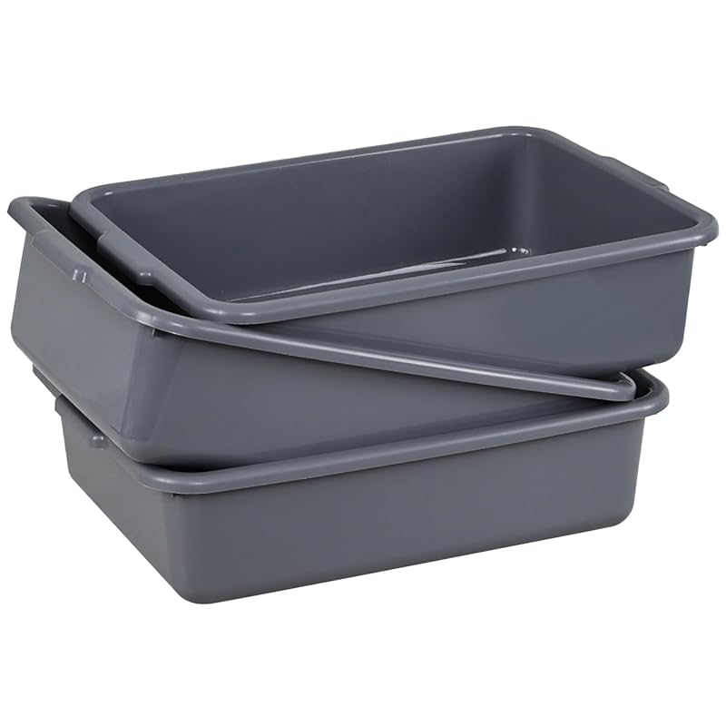 13 Liter Plastic Bus Tub Tote Boxes, Set of 3, Commercial Dish Washing