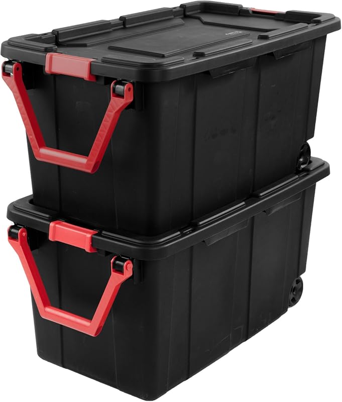2-Pack 40 Gallon Heavy-Duty Stackable Storage Bins with Secure Lids & 