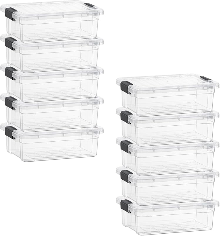 Superio Clear Storage Box with Lid, 2.3 Quart Plastic Container Bins f