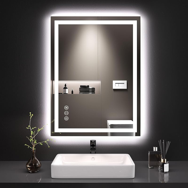 LOAAO 24x32 Inch LED Bathroom Mirror with Dimmable Lights and UL Liste