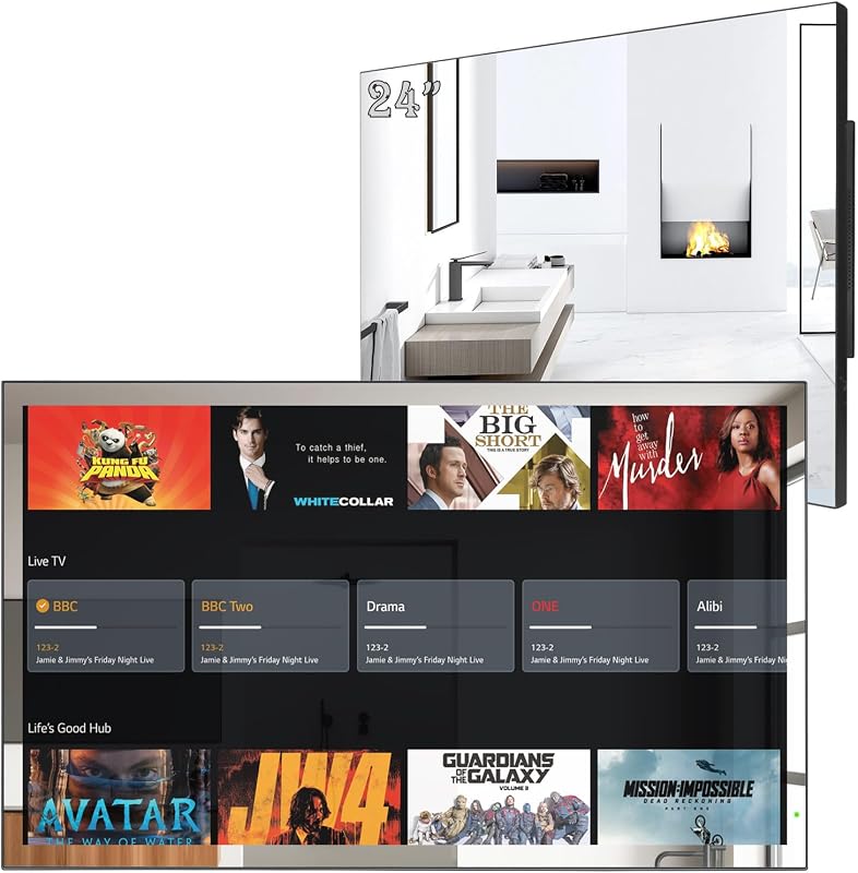 24 Inch Waterproof Smart Mirror TV Featuring webOS, Voice Control, WiF
