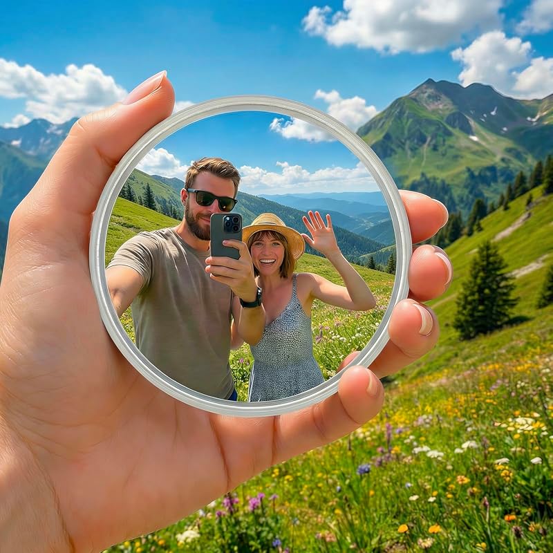 Handheld Selfie Convex Mirror - Portable Shatter-Resistant Travel Phot
