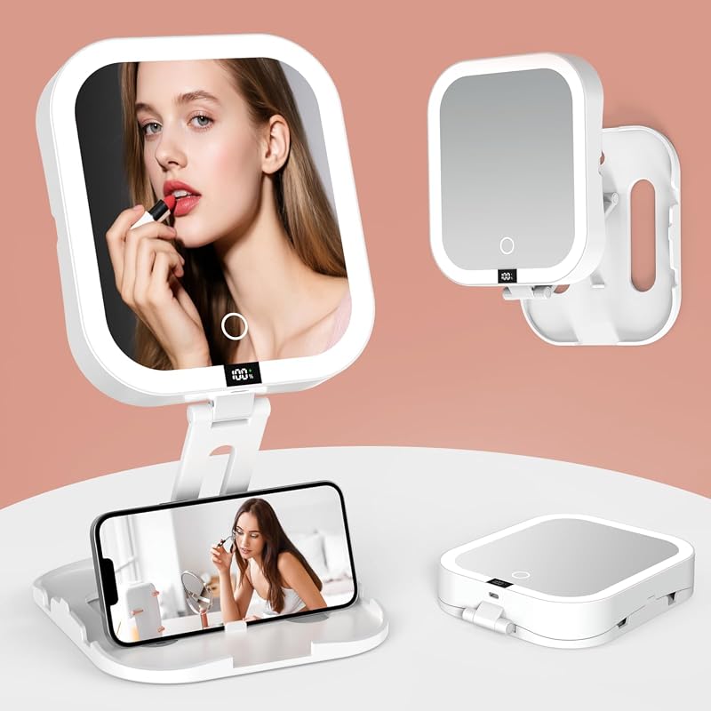 Foldable LED Travel Makeup Mirror
