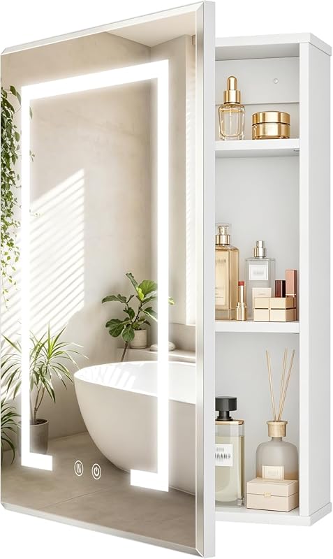 White Lighted Medicine Cabinet Mirror